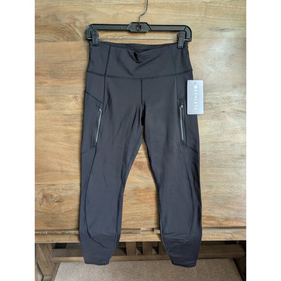 Athleta Rainier Tight Legging Womens M Black Stretch Active Elastic Waist 487745 - Picture 1 of 4